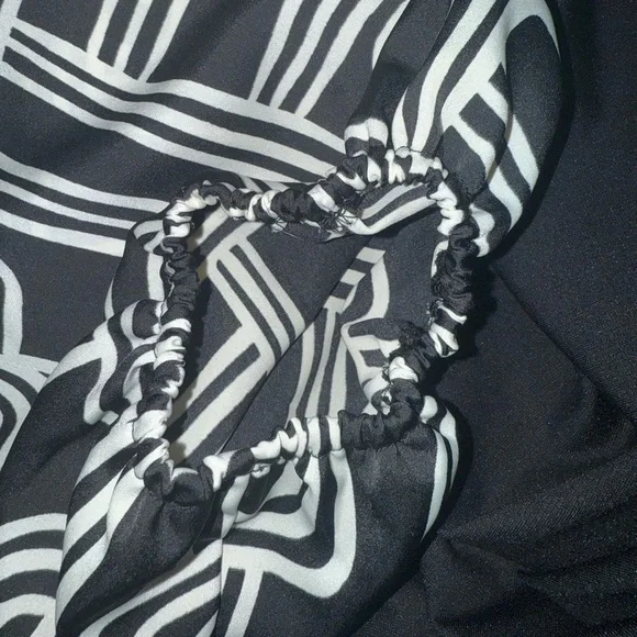 NWT Nine West Black & White Blouse Puff Sleeve Mineral Black Womens Size XXL NEW - Picture 6 of 8